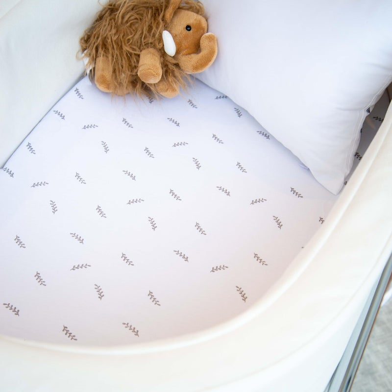 Ely's & Co. Ely’s & Co. Bassinet Sheets, Baby Boy/Girl Fitted Bassinet Mattress Sheet Set - 2 Pack, 100% Jersey Knit Cotton, fits Oval, Hourglass and Rectangle Mattress, Forest Grey Floral, 32”x16”x3” - Image 5